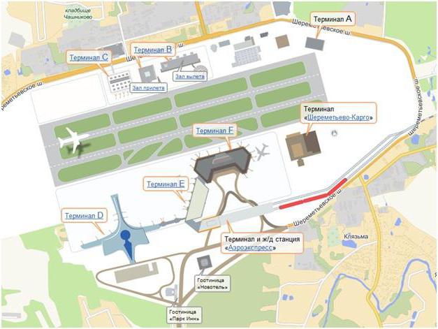Harta terminalelor aeroportului Sheremetyevo
